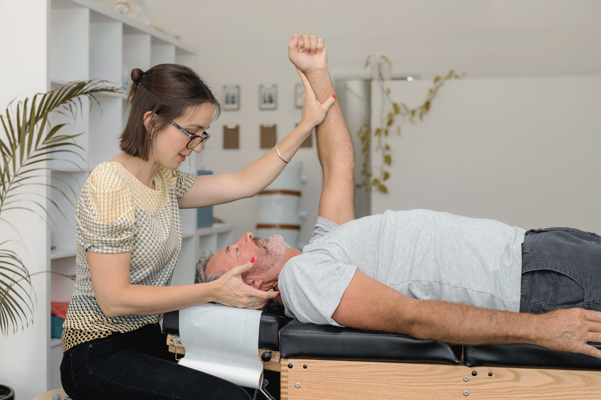 A patient receiving chiropractic care.